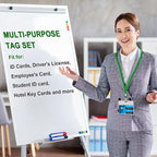 Marspark 100 Sets Clear Name Tags with Lanyard, Lanyards for ID Badges Reusable Strap with ID Holder Plastic Name Badges for Adults Business School Church Conference (Dark Green)