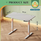DEVAISE Whole Piece Standing Desk, 40 x 24 Inch Electric Standing Desk with Adjustable Height, 3-Preset Memory Sit Stand up Desk, One Piece Desktop Computer Desk for Home, Office (White)