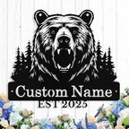 Custom Bear Metal Sign, Custom Bear Metal Wall Art Decor, Personalized Last Name Signs for Home, Rustic Farmhouse Black Wall Decor for Cabin, Bedroom, Living Room, Porch