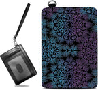 BWEGRHE Small Travel Wallets, Purple Blue Mandala Slim Minimalist Front Pocket Wallet with Wristlet, RFID Blocking PU Leather Credit Card Holder with ID Window Change Purse for Men Women