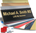 Custom Name Plate for Doors, with Choice of Mounting Holders for Walls, Doors, Cubicles, Hanging and More - Personalized Gloss Black Plastic Gold Letters - USA Made 2x6 - B3