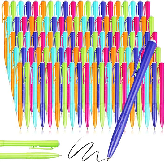 Meanplan 100 Pcs Ballpoint Pens Bulk Retractable Black Ink Pens 1mm Colorful Aesthetic Writing Supply for Journaling Note Home Business Office College Supplies, 5.7 x 0.4 Inch(Pastel,Novel Style)
