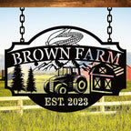 Custom Farmhouse Metal Sign | Personalized Last Name & Established Date Farm Scene Wall Art | Metal Farm Wall Art & Garden Decor | Unique Farmer Gift, Housewarming, or Ranch Decoration