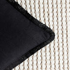 Foindtower Set of 2 Decorative Linen Fringe Throw Pillow Covers Cozy Boho Farmhouse Cushion Cover with Tassels Soft Accent Pillowcase for Couch Sofa Bed Living Room Home Decor, 16×16 Inch, Black