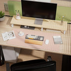 Aothia Double-Sided Desk Pad – 35.4" x 15.7" Leather Desk Mat with Eco Cork Protector, Large Mouse Pad, Waterproof Desk Blotter for Office/Home (Pink)