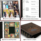 LETVPVOW 2 Pcs Vintage Hardback 3 Ring Binder 1.5 Inch, Professional Leather Binder 3 Ring, Three Ring Binders Fits 8.5 x 11, D Ring Binders for Home, School and Office- (1 Black and 1 Dark Green)