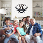 Personalized Monogram Antlers with Initials and Name Sign Custom Last Name Sign Personalized Family Name Sign Personalized Metal Sign Antler Monogram Letter Sign Wedding Housewarming Anniversary Gift