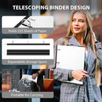 WOT I Telescoping Project Organizer, Refillable 3 Ring Binder with Dividers and Pockets, 13 Pocket Folders, 1 Inch 3 Rings, White