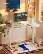 ErGear Electric Standing Desk, 44 x 24 Inches Height Adjustable Stand up Desk, Sit Stand Home Office Desk, with Two-Piece Desktop (White)