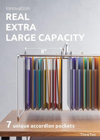 ThinkTex Plastic Expanding Hanging File Folders, 7 Innovative 1.2" Accordian Pockets, Large Capacity, Multi-Color Tabs, Letter Size for Filing Cabinet - 3 Packs