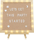 Changeable Felt Letter Board with LED Lights - 10×10" Message Custom Signs & Wood Stand & 450 Letters, Poster Board for Valentine's Day/Baby/Pregnancy Announcement/Classroom Wall Decor Gifts, Camel