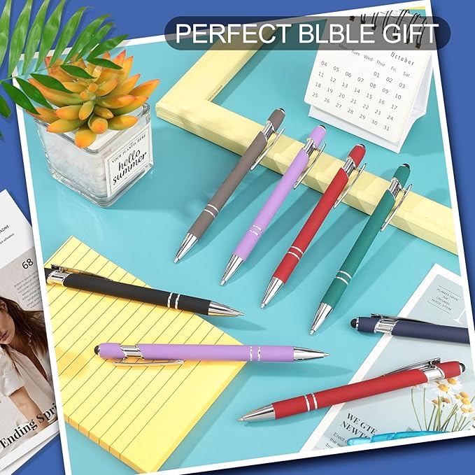 Leinuosen 72 Pcs Ballpoint Pen with Stylus Tip 1.0 mm/ 0.04 Inch Black Ink Metal Stylus Pen for Touch Screens 2 in 1 Stylus Ballpoint