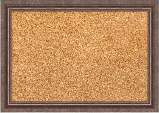 Amanti Art Natural Cork Board for Wall, 14x20 Vision Board with Brown Wood Frame, Small Corkboard Office Decor for Home Organization, Country Rustic Corkboard Pinboard to Display Items for Home