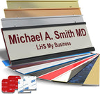 Personalized Name Plate with Choice of Mounting Holders for Walls, Doors, Cubicles, Hanging and More - Custom Light Gray Plastic Burgundy Letters - USA Made 2x10 - B21