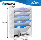 Gawerk 6 Tier Hanging File Organizer, Mesh Wall File Holder Paper Folder Rack with Bottom Flat Tray for Office Home, White
