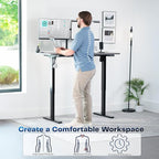 VIVO Electric 55 x 28 in Standing Desk, Memory Height Adjustment, 1B Series, Holds 220 lbs, One-Piece Dark Gray Top, Black Frame, DESK-KIT-1B55G