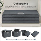 Graciadeco Large 17" 36 Quart Collapsible Stackable Storage Bins with Lids, 3 Packs Dark Gray Foldable Fabric Closet Storage Boxes with Lids, Heavy-duty Linen Cube Baskets(17x12x11)