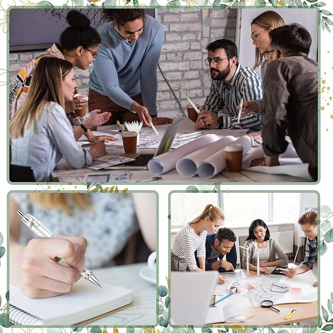 30PCS Inspirational Ballpoint Pen Green Eucalyptus Leaves Ballpoint Pen Employee Appreciation Gift Bulk Motivational Pens Black Ink Pens Set for School Teacher Office Employee Party Favors