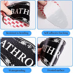 Bathroom Sign Sticker for Business and Home，Self-adhesive Cute Bathroom Decor for Door，Waterproof Vinyl Restroom Sign for Home，Office，Shop（Black）