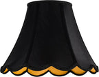 GOSO Scalloped Lamp Shades Set of 1 Medium Black Replac, Braids with Petal Edges,6×13×9.8 Inch Spider Lamp Shade for Floor Lamps, Modern Faux Silk Lampshades, Living Room Table Lamps,Easy Assembly