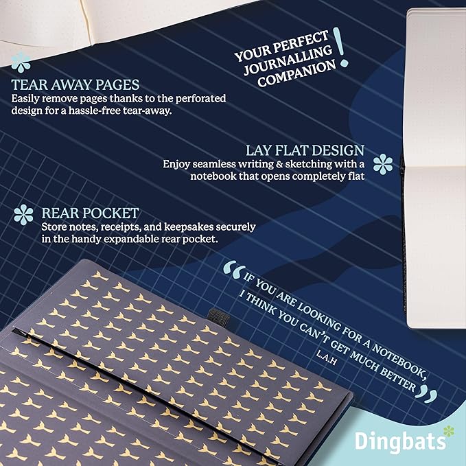 Dingbats* - Wildlife Lined Extra Large A4 Notebook - PU Leather Hardcover Journal for Work, Writing - Pocket, Elastic Closure, Pen Holder, Bookmark
