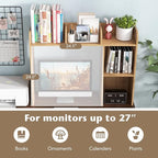 Tangkula Desktop Bookshelf, Countertop Storage Hutch with 5 Shelves for Computer Desk, 3-Tier Display Rack, Multipurpose Wood Storage Organizer for Dorm Office Home