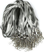 Beebel Grey Lanyard Bulk Lanyards for Id Badges Flat Lanyard with Badge Clip Swivel Hook 100 Pack
