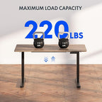 FLEXISPOT E6 3-Stage Dual Motor Electric Standing Desk 48 x 30 Sit Stand Up Desk, Holds 220 lbs, Adjustable Height w/Memory Presets, One-Piece Brown Wood Grain Desktop & Black Frame, Ships in 2 Boxes