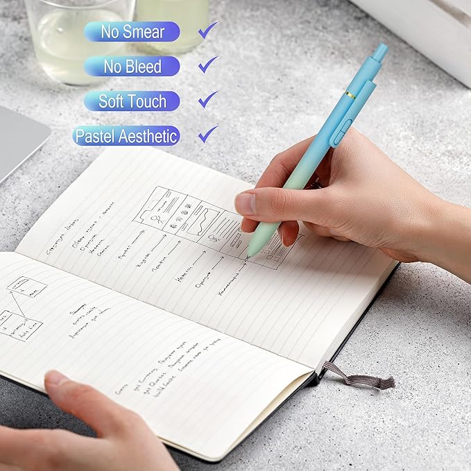 inkipen- 8 Pack Pens, Gel pens Black Ink, Fine Point(0.5mm),Quick-Drying Smooth Writing,School and Office Supplies