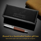 BEILUNER 318 Luxury Leather Pen, Hand-Stitched Premium Leather, Chrome-Plated Finish, Schmidt Ink Refill, Fancy Rollerball Pen Gift Set for Men & Women, Executive Writing, Nice Designer pen
