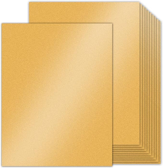 100 Sheets Gold Shimmer Cardstock 8.5 x 11 Metallic Paper, Goefun 80lb Card Stock Pearlescent Paper for Invitations, Birthday, Anniversaries, Card Making