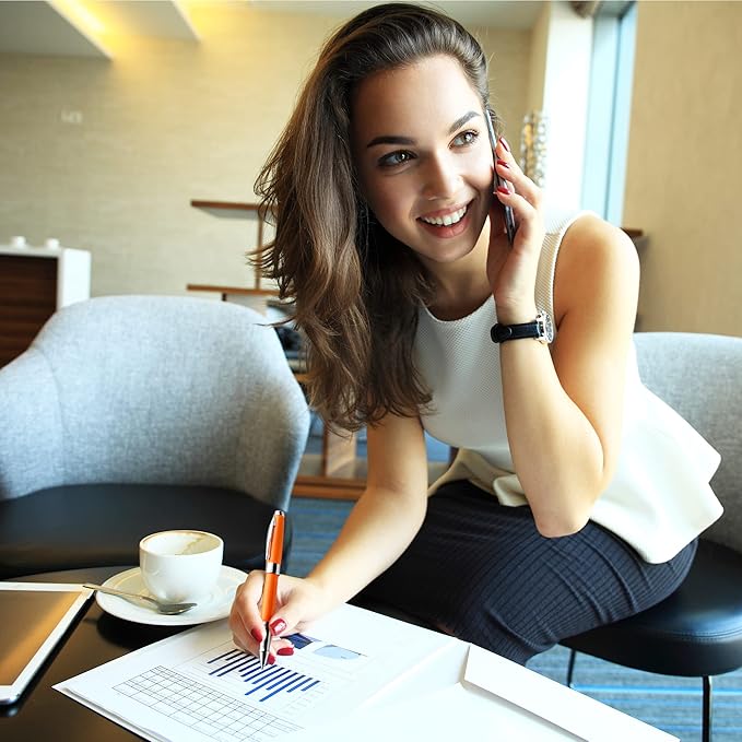 ZenZoi Elegant Orange Pen Set W/Fine Point Rollerball Ink – Luxury Writing Pens For Men Or Women. Nice Pen Gift Set W/Roller Ball Tip Refills & High End Pen Box. Executive Smooth Quality Writing Pens