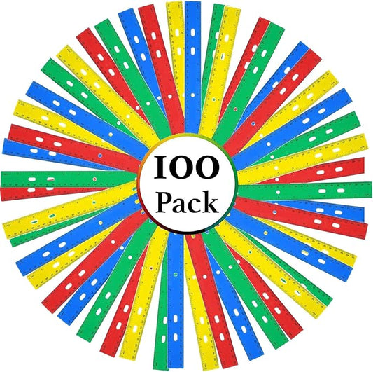 100 Pack Rulers Bulk for Classroom Kids | 12 Inch Rulers with Imperial (US Inches) and Metric (CM/Millimeter) Measure for Teachers, Students