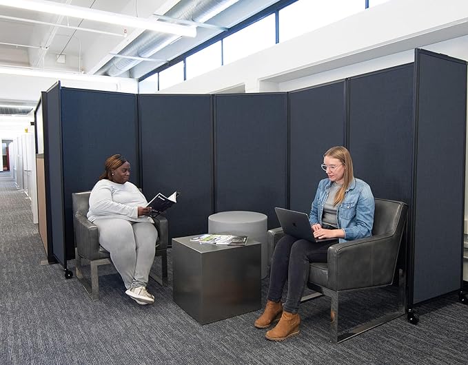 Versare Room Divider 360 Portable Wall Partition | Folding Panels | Large Freestanding Divider | Locking Wheels | Temporary Room Separator