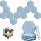Hexagonal Acoustic Panels-12 Pack High-Density Sound Absorbing Panels 12"X10"X0.4" for Enhanced Noise Reduction, DIY Design, Idea for Studios, Offices, and Home Theaters(Light Sky Blue)