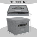 TARSUKA Greeting Card Organizer with dividers - Storage Box with lid Holds 150+ Cards - Assortment Box for Greeting Cards,Recipes, Photos, Envelopes, Keepsake - 9 x 9 x 7 Inches (Gray, 2 pcs)