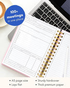 Lamare Meeting Notebook for Work Organization – Perfect Work Notebook for Note Taking, Meeting Planner and Office Supplies for Men & Women