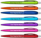 Personalized Ballpoint Pens - Retro -Retractable Click action - Custom - Black writing - Printed Name pens - Imprinted with Your Logo or Message - with Personalization - 12 Pens/Box (Blue)
