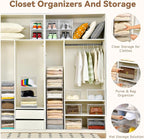 Freebat Closet Organizers and Storage, Acrylic Clear Plastic Storage Bins with Magnetic Door, 8 Pack Storage Containers for Clothes Home Organization Purse Bag Cabinet Display Closet Organizer System
