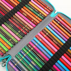 Vomgomfom Colored Pencil Case - 252 Slot Deluxe PU Leather Large Capacity Pencil Organizer with Zipper Closure for Watercolor Pens, Markers (Green)