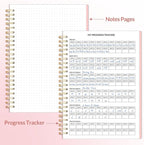 Fitness Journal Workout Planner for Women & Men, A5 (6.4" x 8.3") Workout Journal Log Book Planner Gift for Track Gym Essentials, Home Workouts, Track Progress, Achieve Wellness Goals, Pink
