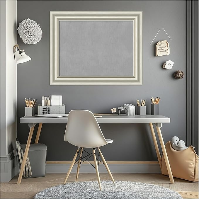 Amanti Art Silver Framed Magnetic Board 24x30 Medium Vision Board for use with Magnets, 100% Metal Sheet to Display Items as Office Decor or for Home Organization in mudroom, Kitchen or Kids Room