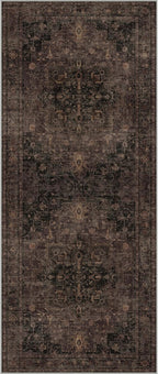 GENIMO 2'6"x6 Runner Rugs for Hallway, Machine Washable Non Slip Vintage Rugs, Low Pile Lightweight Soft Print Rug for enrtyway, Corridor, Home, Office, Kitchen, Charcoal Brown