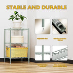 M MZG 750 lbs 3-Shelf Storage Shelves Wire Shelving Unit Standing Metal Rack for Small Places Narrow Wire Rack for Bathroom, Green 13.8 D x 13.8" W x 25.5" H