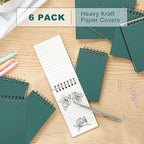 Tenceur 6 Pcs Pocket Notebook Bulk Small 3x5 Inch Spiral Notepads Mini Top Bound Notebook with Lined 120 Pages Ruled Memo Pads for Office College Nurse Essentials Back to School Gift (Green)