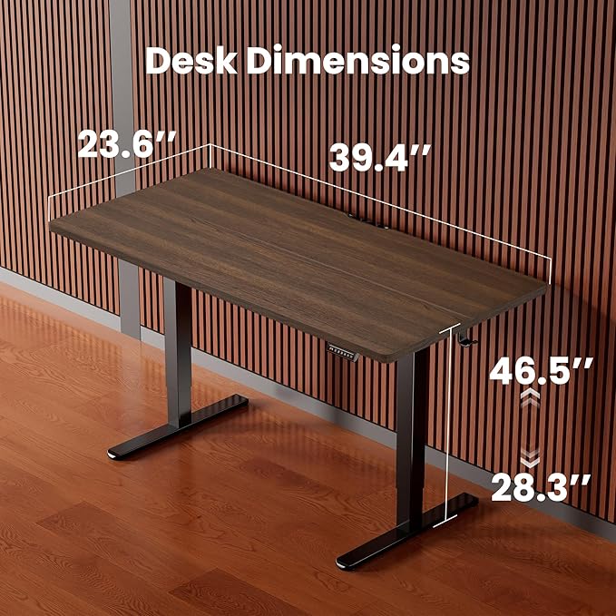 Ergear Height Adjustable Electric Standing Desk, 40 x 24 Inches Sit Stand up Desk, Memory Computer Home Office Desk (Espresso)