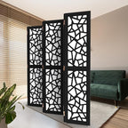VINGLI 70'' H Room Divider, Non-Woven Fabric Privacy Screen, Indoor Partition Wall Dividers, Freestanding Hinged Space Separator with Modern Unique Pattern (Black, 6 Panel)
