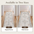 GENIMO Runner Rug 2'6"x4 Machine Washable Non Slip Vintage Hallway Runner Rug, Low Pile Lightweight Rugs for Indoor Entryway, Hallway, Kitchen and Corridor, Light Taupe Brown