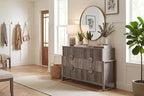 LGHM Fluted Dresser for Bedroom with 6 Drawers, Modern 6 Drawers Dressers with Semicylinder Fluted, Solid Chest of Drawers, 50" W Dresser with Bold Steel Frame, Metal Handles, Gray
