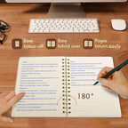 Spiral Notebook-5.75" x 8.125" College Ruled Journal with Inner Pockets and 160 Pages,PU Leather Cover Business Journal, Twin-Wire Binding Notebook Perfect for Office & Home School Supplies Khaki